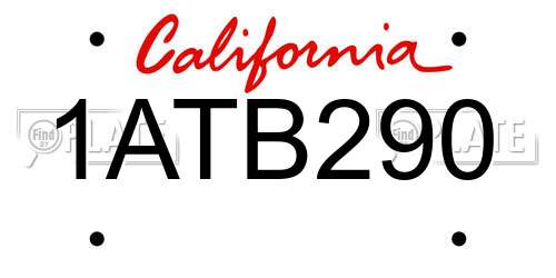 1ATB290 California License Plate