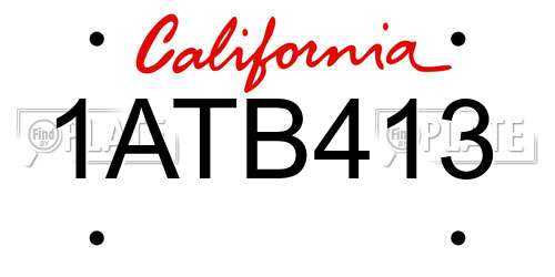 1ATB413 California License Plate