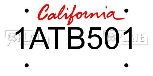 1ATB501 California License Plate