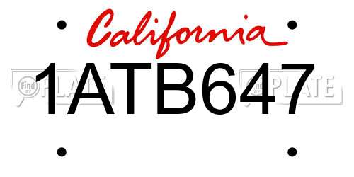 1ATB647 California License Plate