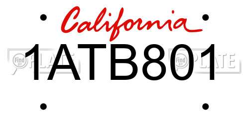 1ATB801 California License Plate