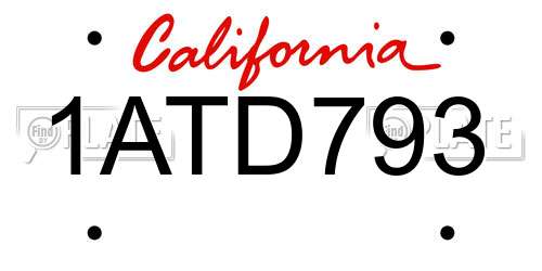 1ATD793 California License Plate
