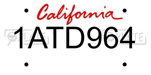 1ATD964 California License Plate