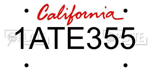 1ATE355 California License Plate