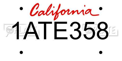 1ATE358 California License Plate