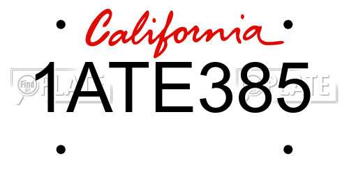 1ATE385 California License Plate