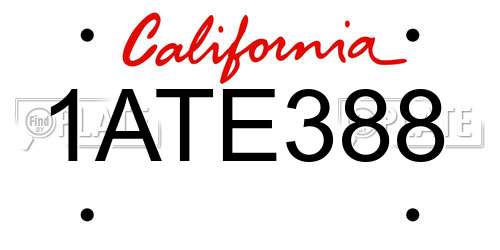 1ATE388 California License Plate
