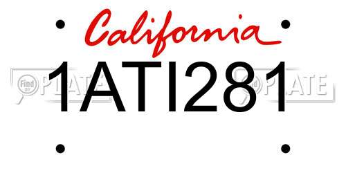 1ATI281 California License Plate