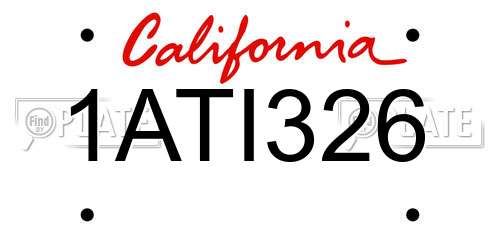 1ATI326 California License Plate