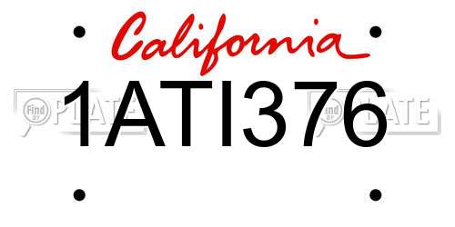 1ATI376 California License Plate