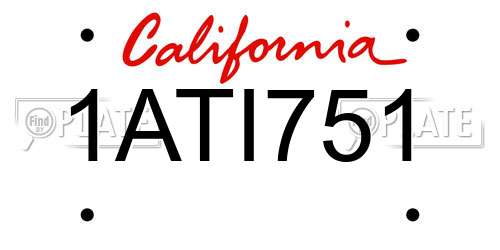 1ATI751 California License Plate