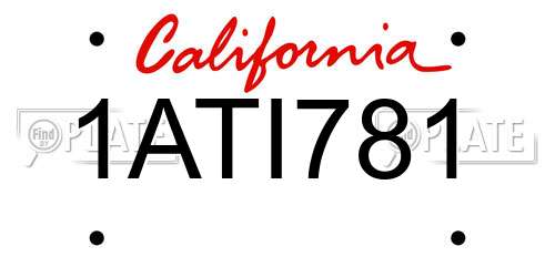 1ATI781 California License Plate