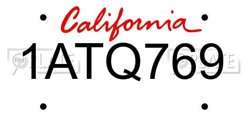 1ATQ769 California License Plate