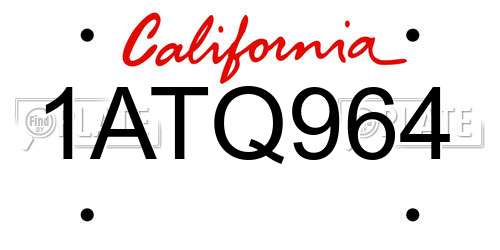 1ATQ964 California License Plate