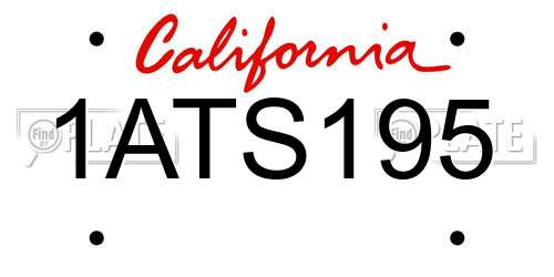 1ATS195 California License Plate