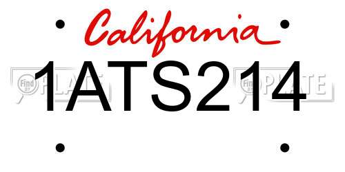 1ATS214 California License Plate