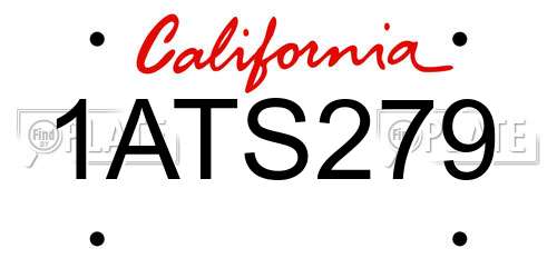 1ATS279 California License Plate