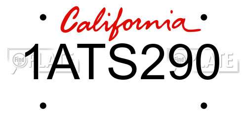 1ATS290 California License Plate