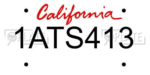 1ATS413 California License Plate