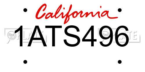 1ATS496 California License Plate