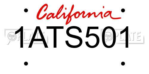 1ATS501 California License Plate