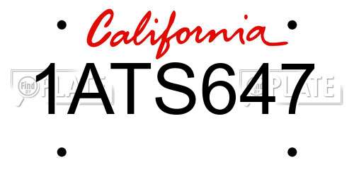 1ATS647 California License Plate