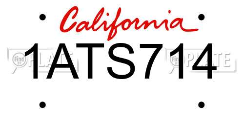 1ATS714 California License Plate