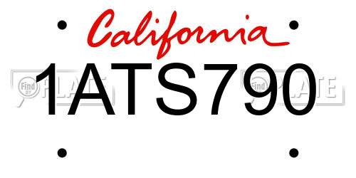 1ATS790 California License Plate