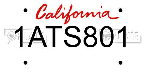 1ATS801 California License Plate