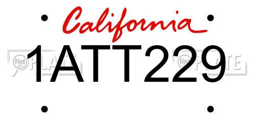 1ATT229 California License Plate