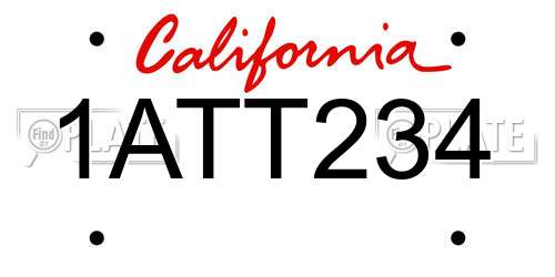 1ATT234 California License Plate