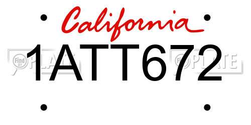1ATT672 California License Plate