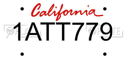 1ATT779 California License Plate
