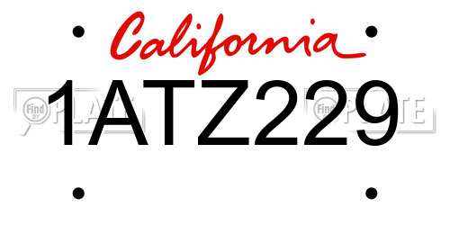 1ATZ229 California License Plate