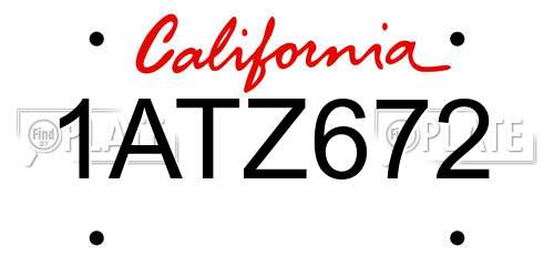 1ATZ672 California License Plate