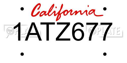 1ATZ677 California License Plate