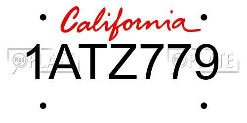 1ATZ779 California License Plate