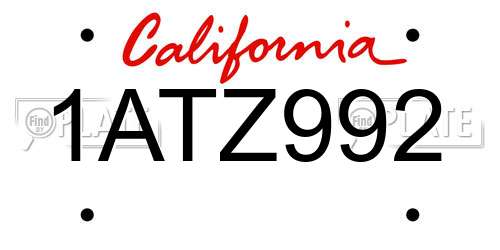 1ATZ992 California License Plate