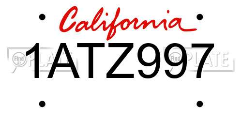 1ATZ997 California License Plate