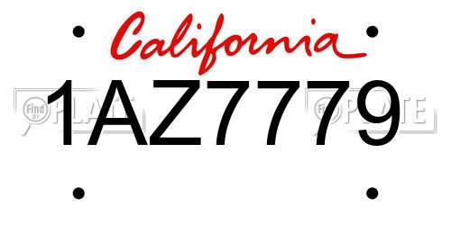 1AZ7779 California License Plate