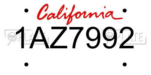1AZ7992 California License Plate