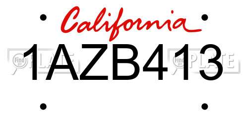 1AZB413 California License Plate