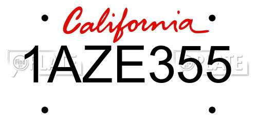 1AZE355 California License Plate
