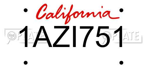 1AZI751 California License Plate