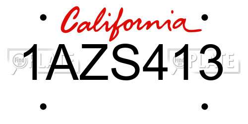 1AZS413 California License Plate
