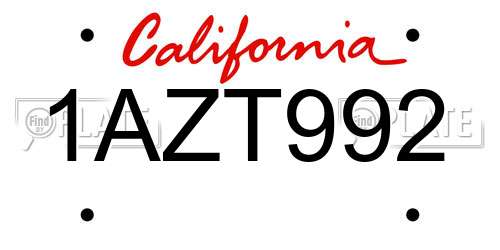 1AZT992 California License Plate