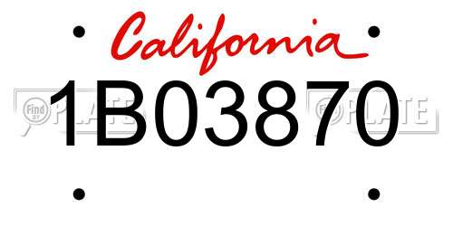 1B03870 California License Plate