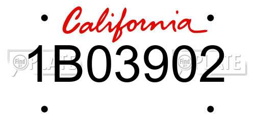 1B03902 California License Plate