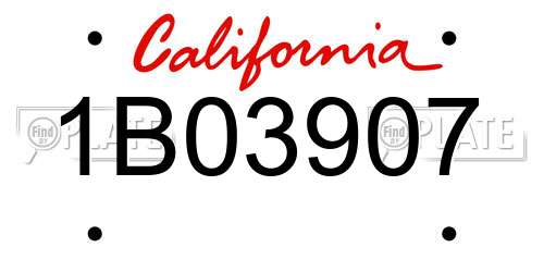 1B03907 California License Plate