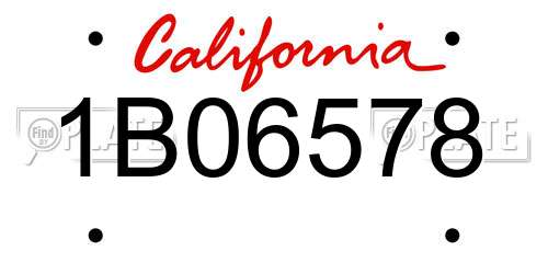 1B06578 California License Plate